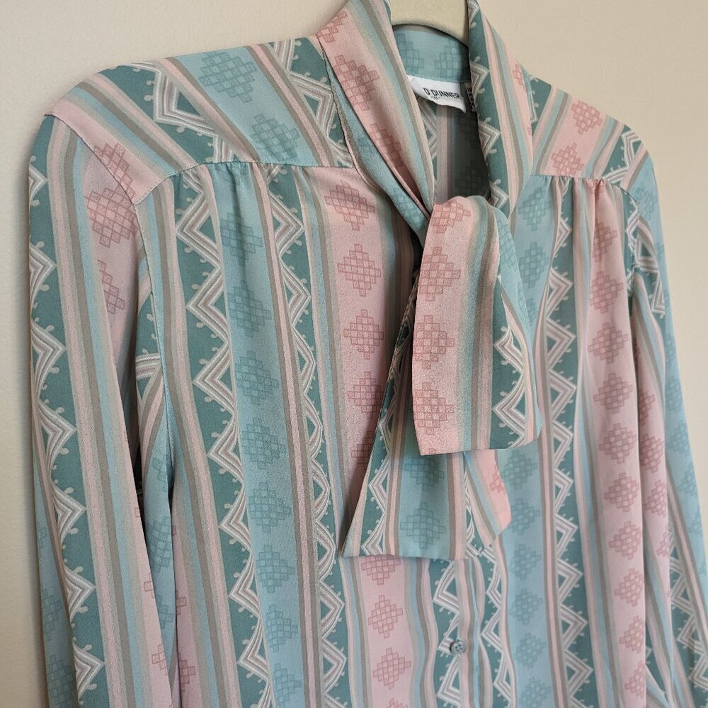 VINTAGE Alfred Dunner 80s 90s southwest stripe pattern blouse 16 EUC - Picture 2 of 9